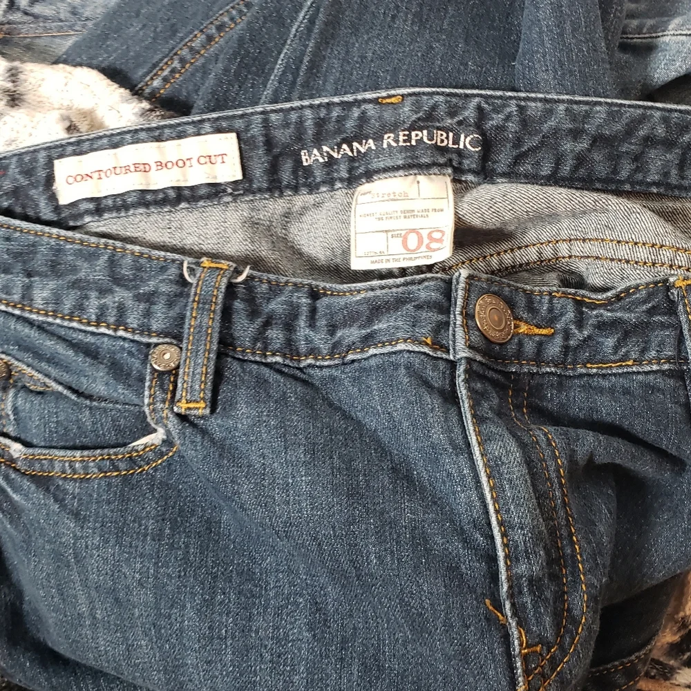 Vtg Banana Republic Denim Jeans 8 Contour Boot Cut Dark Wash Mid Rise Stretch